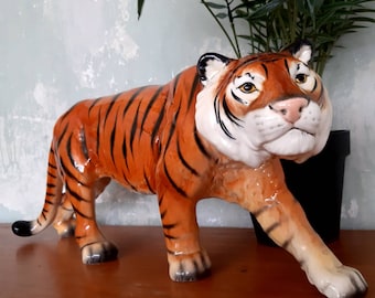 Vintage Statue Ceramic Bengal Tiger by Goebel Germany