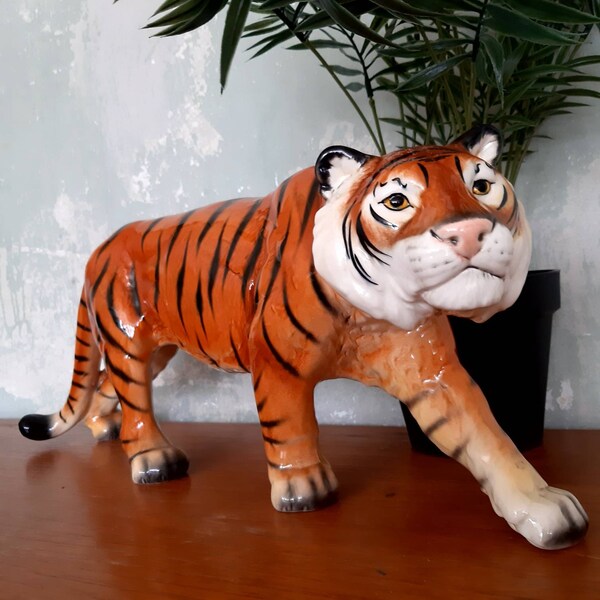 Vintage Statue Ceramic Bengal Tiger by Goebel Germany