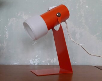 70s Orange Desk Lamp Metal Glass Adjustable Spot Light