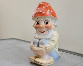 German Vintage Porcelain Gnome Night Light /  Perfume Lamp /  Figurine Table Lamp