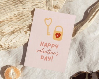 Happy Valentine's Day Lock & Key | Sweet and Simple Valentine's Card | Digital Download Printable