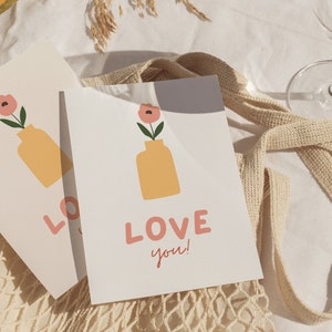 Liebe Dich Vase | Süße und einfache Valentinstagskarte | Digitaler Download zum ausdrucken