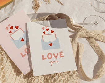 Love You Card / Sweet and Simple Valentine's Card / Digital Download stampabile