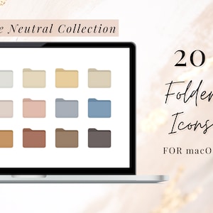 20 Neutral Desktop Folder Icons | Instant Download | Mac OS | Laptop, Desktop, PC, Mac Organiser | Custom Desktop Aesthetic