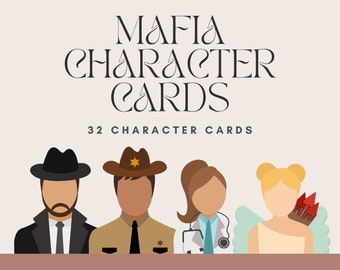 32x Printable Mafia Game Character Cards