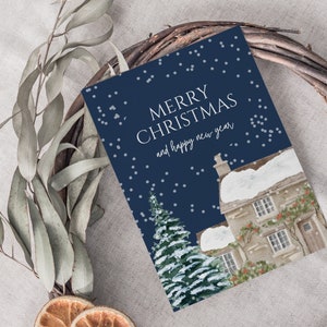 Snowy House Christmas Card | Digital Download Printable