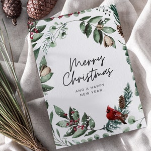 Verschneite Weihnachtskarte | Digitaler Download zum ausdrucken