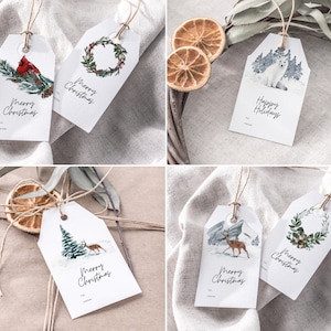 Printable Christmas Gift Tags Set of 10 | Instant Digital Download | Watercolour Christmas Tags