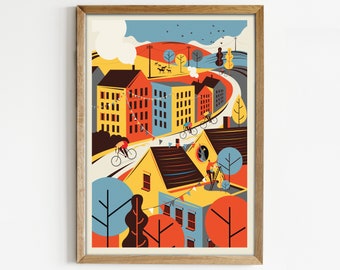 Impression de cyclisme, affiche de cyclisme de descente