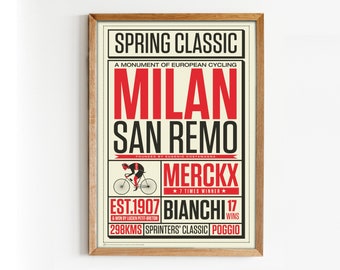 Cycling Print, Milan San Remo Poster