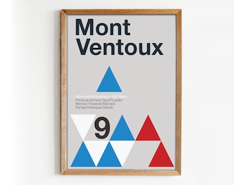 Wielerafdruk, typografische poster Mont Ventoux