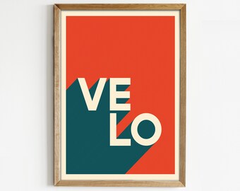 Velo Typographic Cycling Print