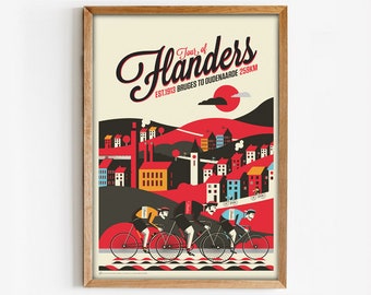 Flanders Cycling Print, Spring Classic Race Poster