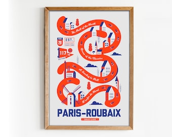 Cycling Print, Paris-Roubaix Cycling Poster