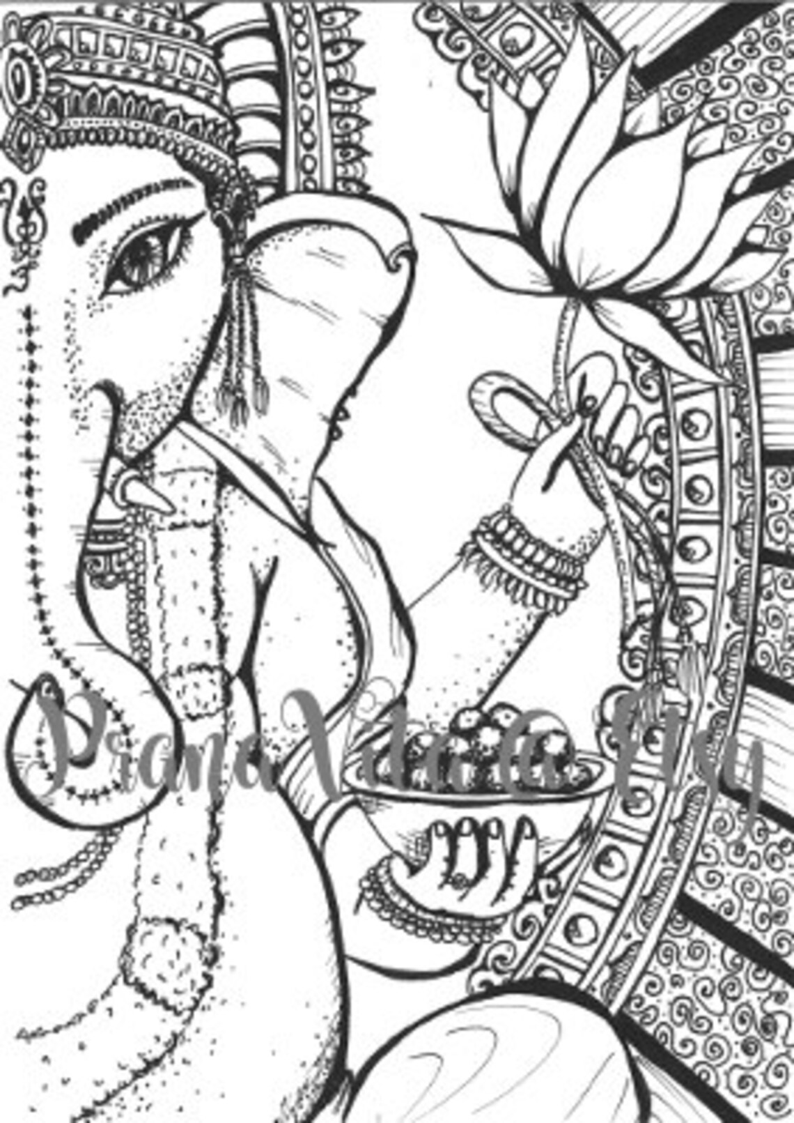 Descarga Ganesha para colorear página tinta Digital - Etsy México