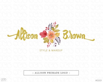 Premade Logo, Logo aquarelle, Floral Logo, Logo de la photographie, Business Logo, Logo or, Logo féminin, filigrane, image de marque Kit de base - #0001
