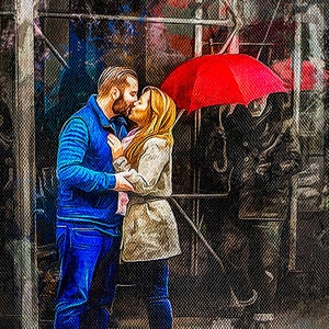 Custom Valentines Day Portrait from Photo, Personalized Watercolor, Canvas, Framed Paper Painting, Love Valentine Gift for Her, Him, Couple.