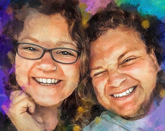 Custom Watercolor Portrait from Photo. Personalized Watercolor Paintng. Wedding, Anniversary, Engagement, Valentine's Photo to Painting Gift