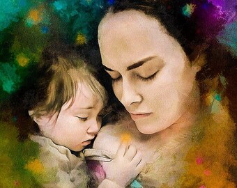 Personalized Mother’s Day Gift - Custom Photo to Painting. Grandmother, Mama, Mum, Mommy from Son, from Daughter, Husband, Partner Xmas Gift