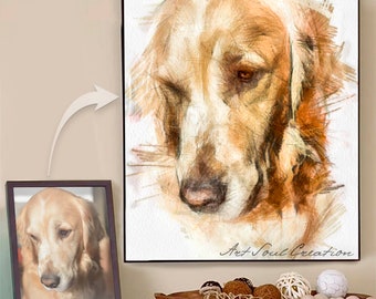 Custom Dog Portrait from Photo. Pet Personalized Drawing, Illustration, Sketch, Painting. Bespoke Pet Lover, Owner Commission Christmas Gift