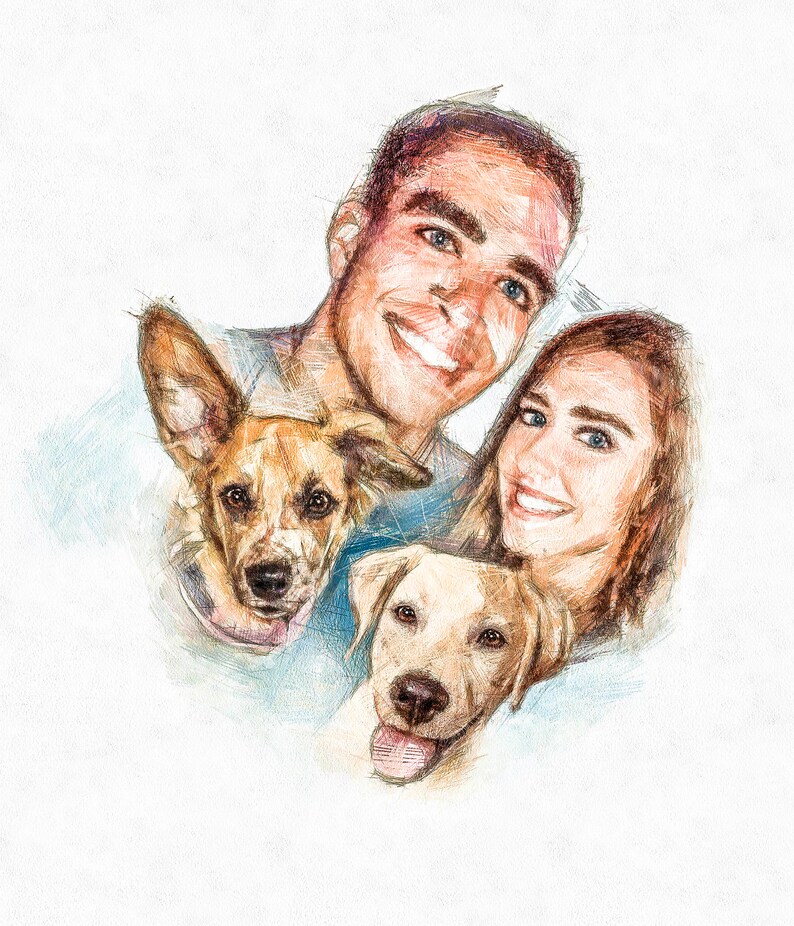 Personalized Gift for Family, Couple, Partner. Custom Drawing from Photo. Birthday, Anniversary Original Present. Husband and Wife Xmas Gift image 3