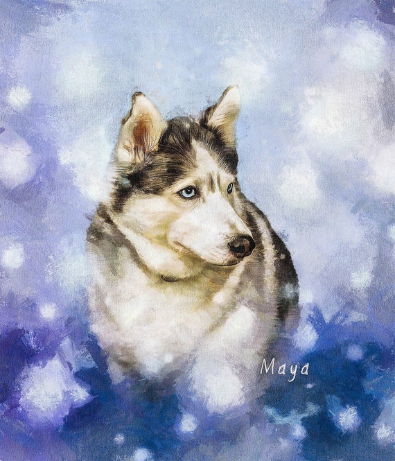 Custom Pet Painting. Unique Dog Portrait from Your Photos. Bespoke Puppy Illustration. Xmas Original Hand Drawn Gift for Dog Mom and Dog Dad