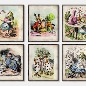Alice in wonderland prints Set of 6 posters, Alice in wonderland nursery decor, Alice in wonderland Children's Book Watercolor painting