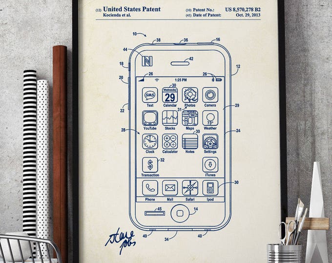 iPhone Patent, Apple iPhone, Apple Patent,Steve Jobs,Apple Computer Art,Computer Patent,Patent Poster,Apple Poster,Phone Poster,iphone #P18