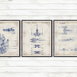 Star Wars Patents Set of 3 Prints, Star Wars Prints, Star Wars Posters, Star Wars Blueprints, Star Wars Wall Art, Patent Poster #133