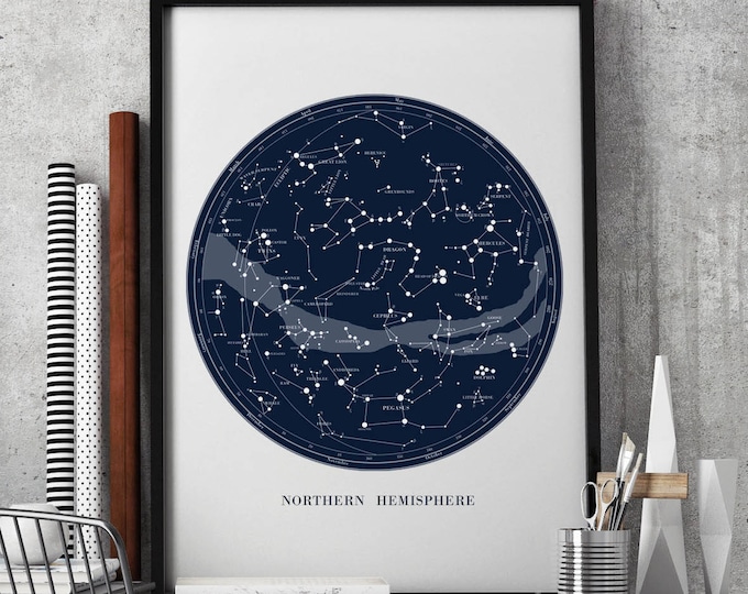 Constellation map, Star map, Gift for her,Contellation print, Constellation art, Star chart, Ursa major, Ursa minor, Map constellation #8