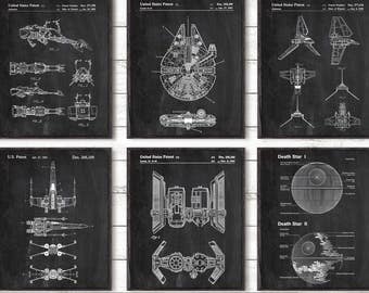 Star Wars Patents Set of 6 Prints, Millennium Falcon,Star Wars Prints, Star Wars Posters, Star Wars Blueprints,Star Wars Art,Star Wars #P373