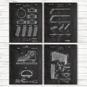 Ice Hockey Patent Print Set Of 4, Sport Poster,NHL Ice Hockey Stick Design,Hockey Patent, Ice Hockey Rink, Puck, Dorm Room Decor P341 image 1