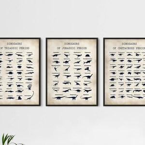 Dinosaur wall art classroom decor - set of 3 Educational posters for School - teacher decor and homeschool decor - Perfect for kids room