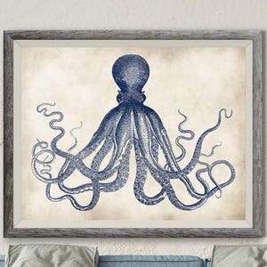 Octopus art, Sea creatures art, Kraken art, Sea monster print, Nautical art, Giant Octopus Print, Octopus Poster, Marine art, Ocean Wall Art