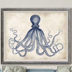 Octopus art, Sea creatures art, Kraken art, Sea monster print, Nautical art, Giant Octopus Print, Octopus Poster, Marine art, Ocean Wall Art