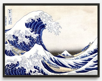 The Great Wave Off Kanagawa Katsushika Hokusai Ukiyo-e Woodblock print, Vintage Japanese Art perfect for Home Decor