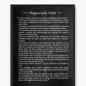 The hippocratic oath, medical gift chalkboard