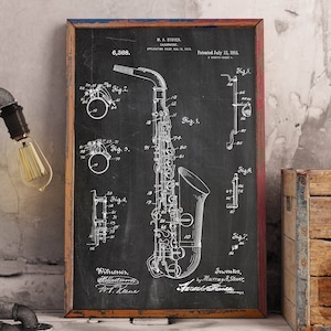 PATENT 1915 Saxophone Prints,Saxophone Poster,Saxophone Wall Art,Patent Print,Musician Gift,Wall Art,Saxophone Poster,Music print #P266