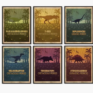 Juego de 6 pósteres educativos de dinosaurios: regalos de dinosaurios para decoración de aulas, regalos educativos, decoración de guarderías y más.