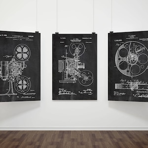 PATENT Cinema, Set of 3Prints, Cinema Wall Decor, Film Art Print, Film Wall Art, Film Wall Decor, Movie Room Decor, Film Patent Poster #P386