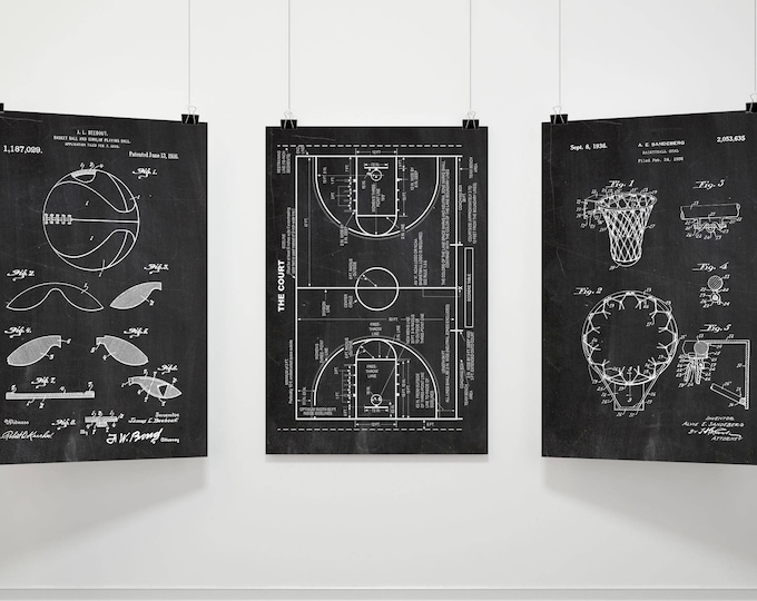 Basketball Patent, Basketball poster,Set of 3 prints, Basketball Invention Prints, Basketball Poster, Basketball, Basketball Inventions P315