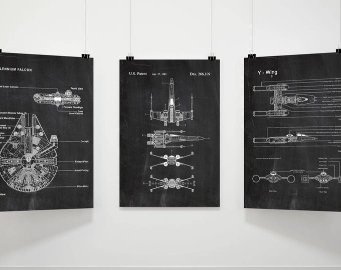 Star Wars Patents Set of 3 Prints Star Wars Prints, Star Wars Posters Star Wars Blueprints, Star Wars Wall Art Patent Poster #133