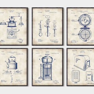 Kitchen Inventions set of 6 prints, Kitchen wall art,  kitchen patent, kitchen art, kitchen patent print, Kitchen patent art, set of 6 #P318