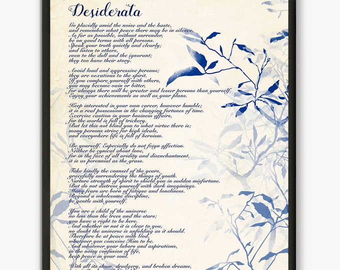 Desiderata Print, Desiderata Poem, Custom quote print, Desiderata Poster, Poetry Wall Art, Graduation Gift, Graduation Idea