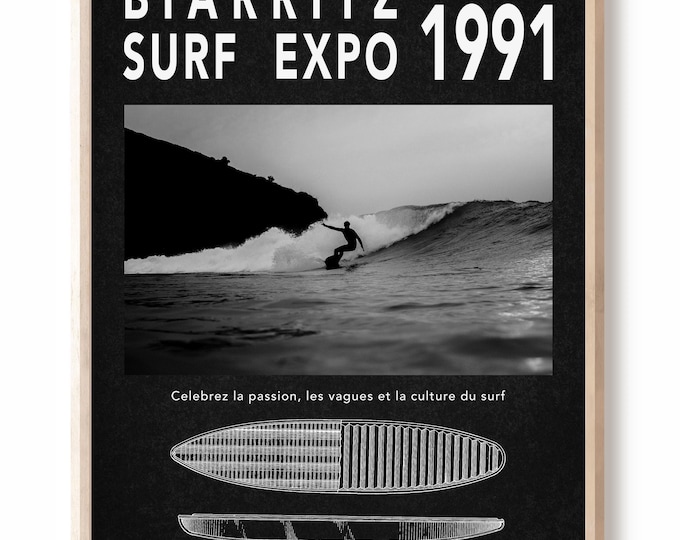 Biarritz Surf Expo 1991 Poster: Beach House Coastal Wall Art