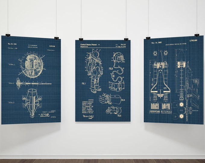 Space Suit Patent Print,set of3,NASA Patent Poster, NASA Space Poster, Space Art,Space Patent, Space Decor, Nasa Print,Space Wall Art  #P346