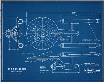 Star Trek USS Enterprise blueprint, Patent Print, Star Trek Poster, Enterprise Print, Chalckboard Print,Star Trek Art, Star Trek Wall Art