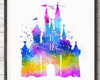 Disney Castle Watercolor, Disney Castle Print, Disney gift, Disney Art Print, Disney Castle Print, Watercolor Art, Disney Castle Painting