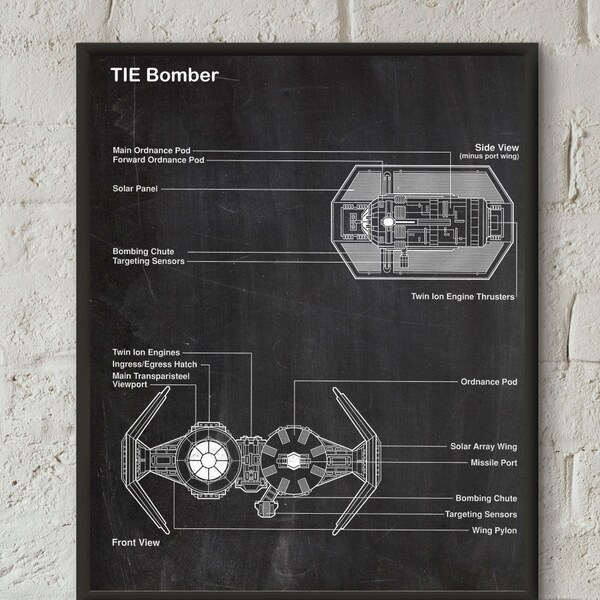 Star Wars TIE Bomber,Star Wars Poster,Star Wars Boys Room Art,Nerdy Gift,Geekery Print,Star Wars Theme,Gift for Star Wars Fan Gift #P250