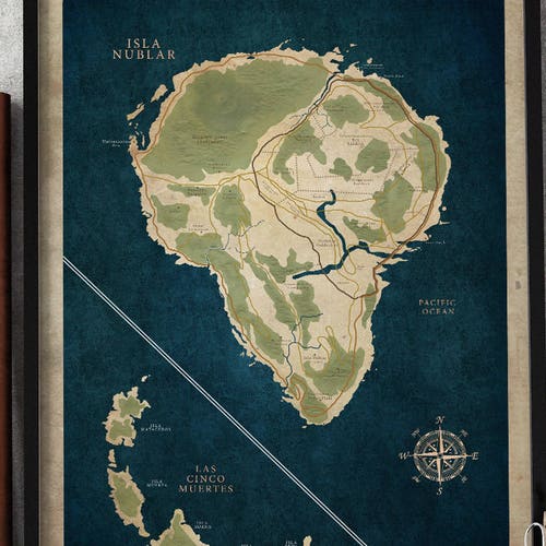 jurassic park map poster isla nublar map print lost world etsy